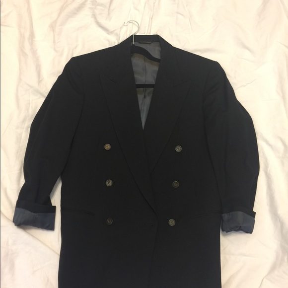 Nino Cerruti vtg double breasted boyfriend coat dark black vintage medium weight - Picture 5 of 10